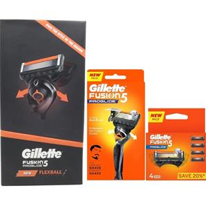 خود تراش ژیلت مدل FUSION 5 PROGLIDE FLEXBALL به همراه تیغ یدک بسته 4 عددی